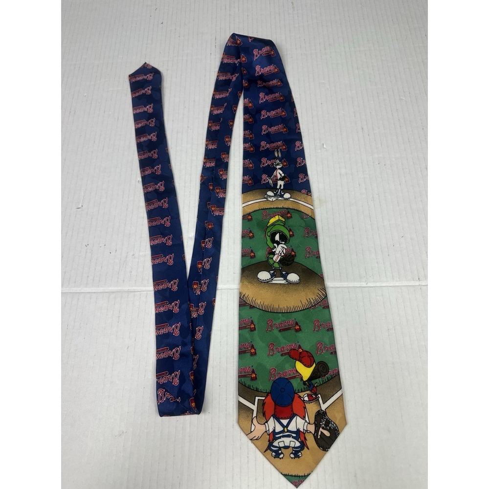 Vintage 1993 MLB Atlanta Braves Baseball Toons Inc Neck Tie Collectible Looney